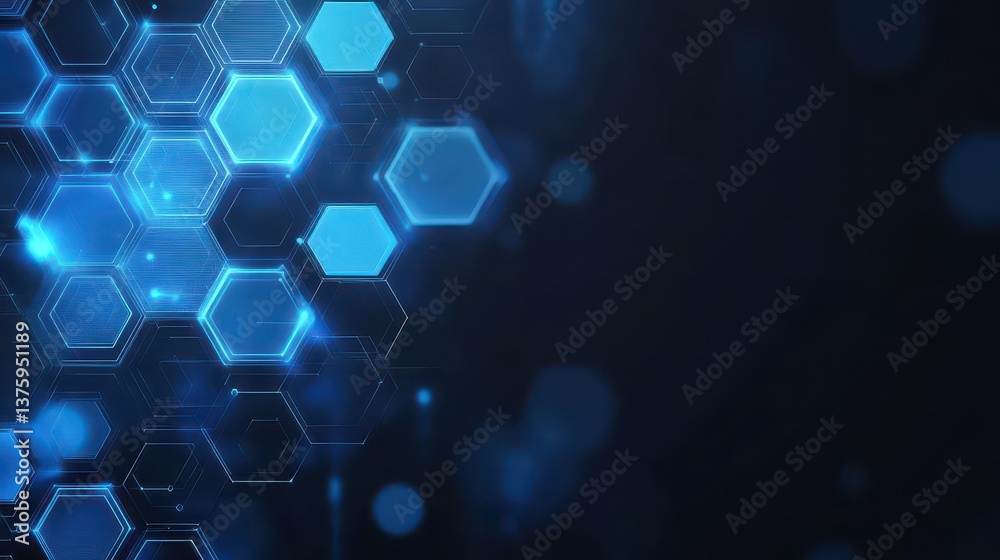 Fototapete Seamless blue hexagon pattern creating an aesthetic visual texture for background or design applications