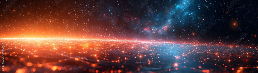 Canvas Prints glowing cybernetic grids orbiting planet earth