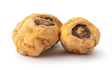 Fototapeta premium Close-up Two Organic Jicama Roots on White Background