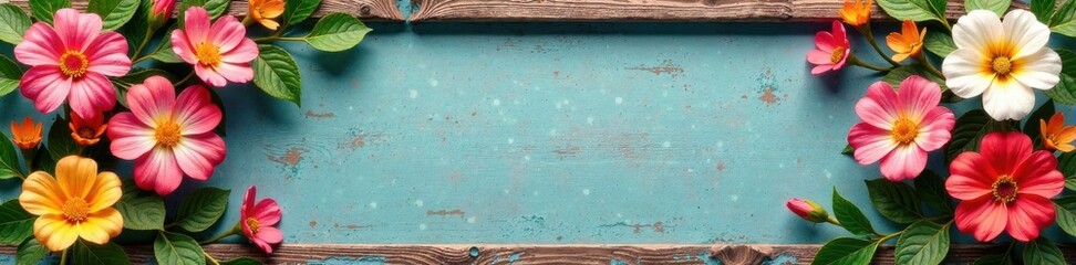 Artificial Floral Wall in Distressed Wooden Frame , wall decor, artificial flowers, wooden frame