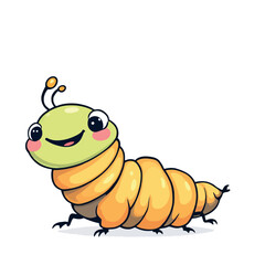 Happy cartoon caterpillar smiling and crawling, a colorful character for children's illustrations