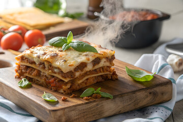 Delicious Homemade Lasagna with Fresh Basil