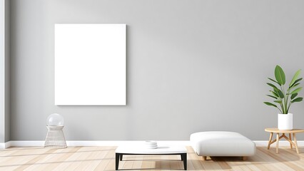 White Canvas on Gray Wall