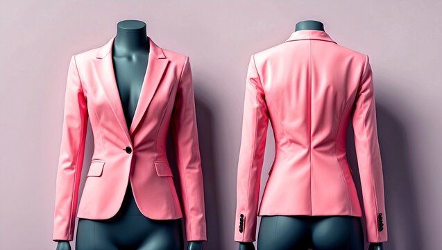 Elegant pink woman blazer mockup front and back views