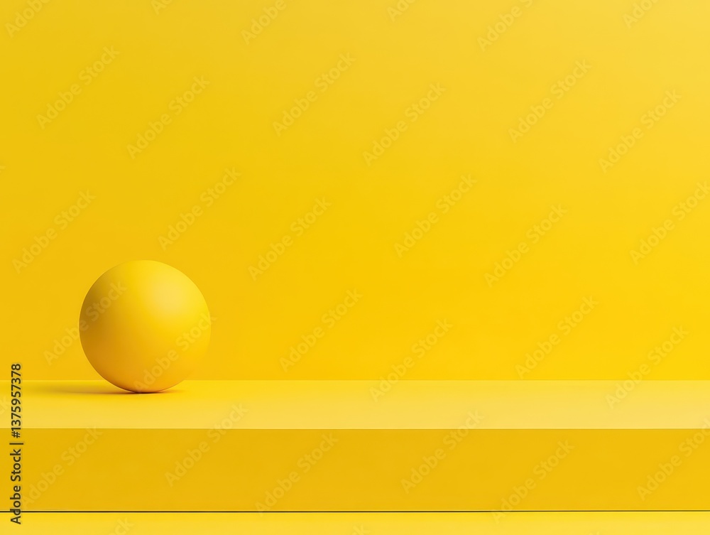 Poster A bright yellow egg resting on a matching yellow surface with a smooth texture creating an eye-catching visual appeal