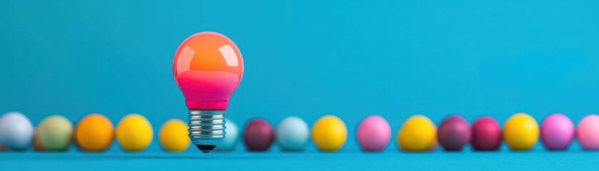 Light bulb surrounded by colorful eggs symbolizing creativity and new ideas in a festive and playful setting