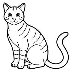 Vector illustration of a cute sitting cat with a fluffy tail and playful expression