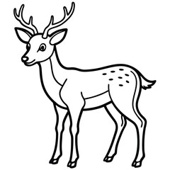 Silhouette of a Deer with Antlers Vector Illustration