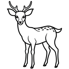 Deer silhouette vector illustration with antlers, featuring a wild animal in nature, suitable for wildlife and Christmas-themed designs