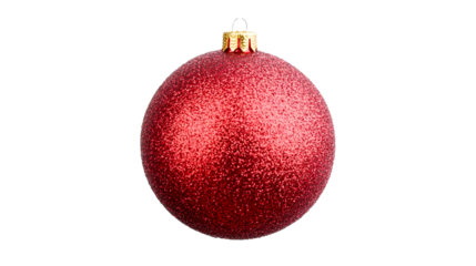 Red Christmas ball decoration for celebration, cut out transparent