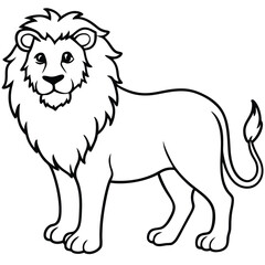 Cartoon Lion Vector Illustration Isolated on White Background