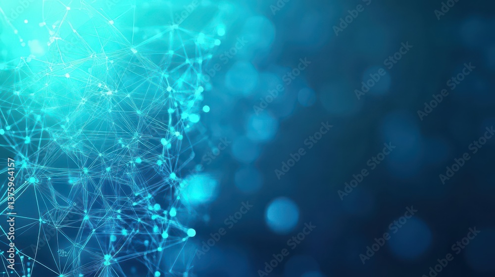 Poster Blue background with intricate network of connected lines representing digital communication and modern technology