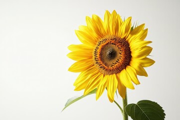 Obraz premium A Beautiful Yellow Sunflower With Green Leaves and Stem