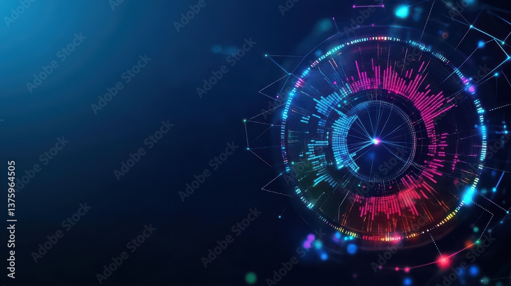 Poster Abstract representation of a circle forming a network with lines and dots highlighting connectivity and communication