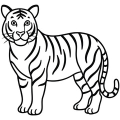 Cartoon tiger Vector Illustration with Stripes and Silhouette