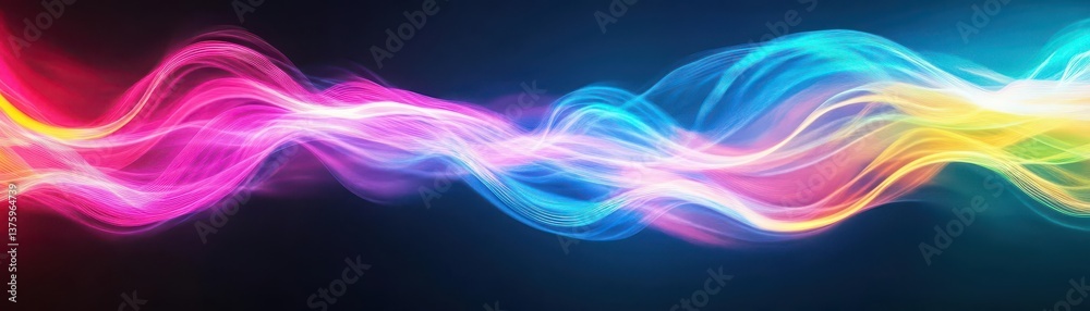 Poster Vibrant colorful wave of light creating a visual spectacle with fluid motion and dynamic energy in abstract art