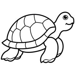 Vector illustration of a cute turtle with a green shell, isolated on white background, representing nature and wildlife