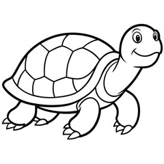 ​Cartoon turtle with a green shell in a cute and happy pose, isolated on a white background