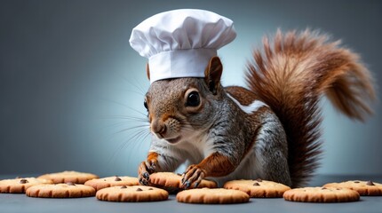 Chef Squirrel with Chocolate Chip Cookies