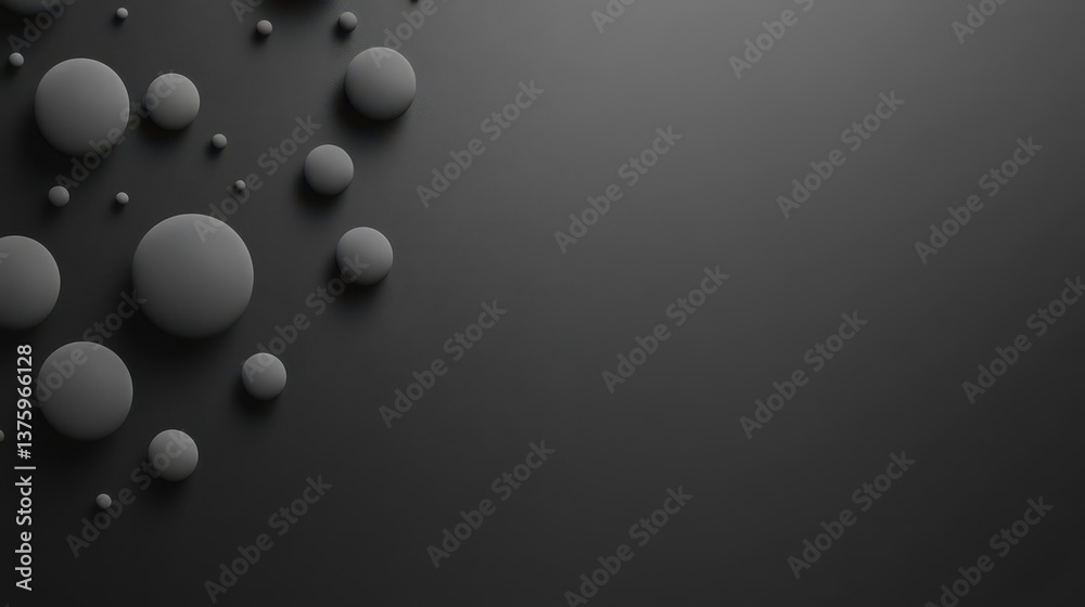 Poster Artistic arrangement of colorful spheres on a black background creating a striking and modern visual effect
