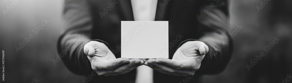 Aufkleber professional man holding a blank business card in an office environment ready for networking and bus