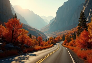 vibrant scenic routes winding through majestic mountains breathtaking viewpoints vibrant autumn foliage, road, scenery, landscape, nature, curve, path