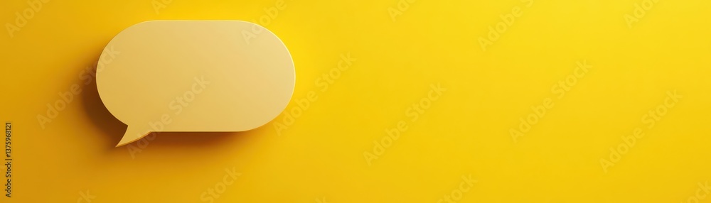 Poster vibrant yellow speech bubble icon representing communication and conversation in a bright and friend