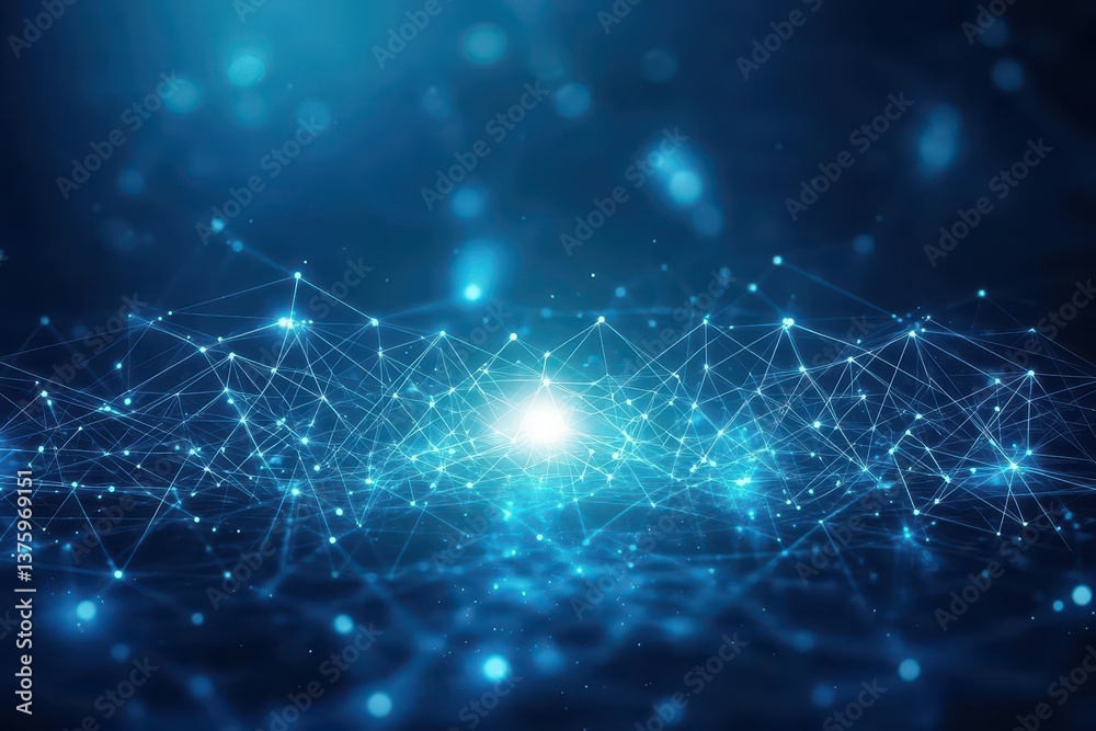 Poster Intricate network of connected lines and dots representing communication and technology in a modern digital environment