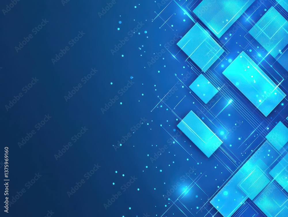 Fototapete Abstract blue background featuring geometric squares and lines creating a modern artistic design for various uses