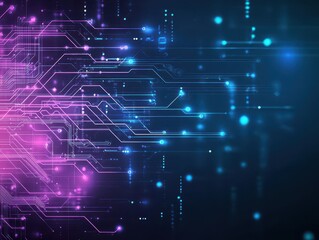 Contemporary circuit design with eye-catching pink and blue background creating a stylish and futuristic visual appeal