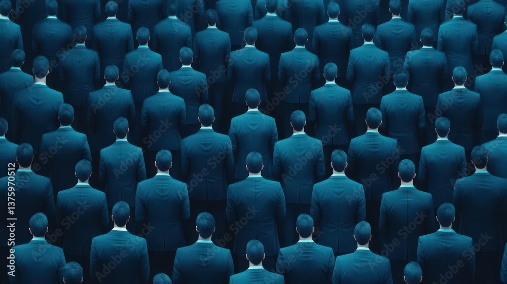 Poster group of professional individuals dressed in suits representing teamwork and collaboration in a corp