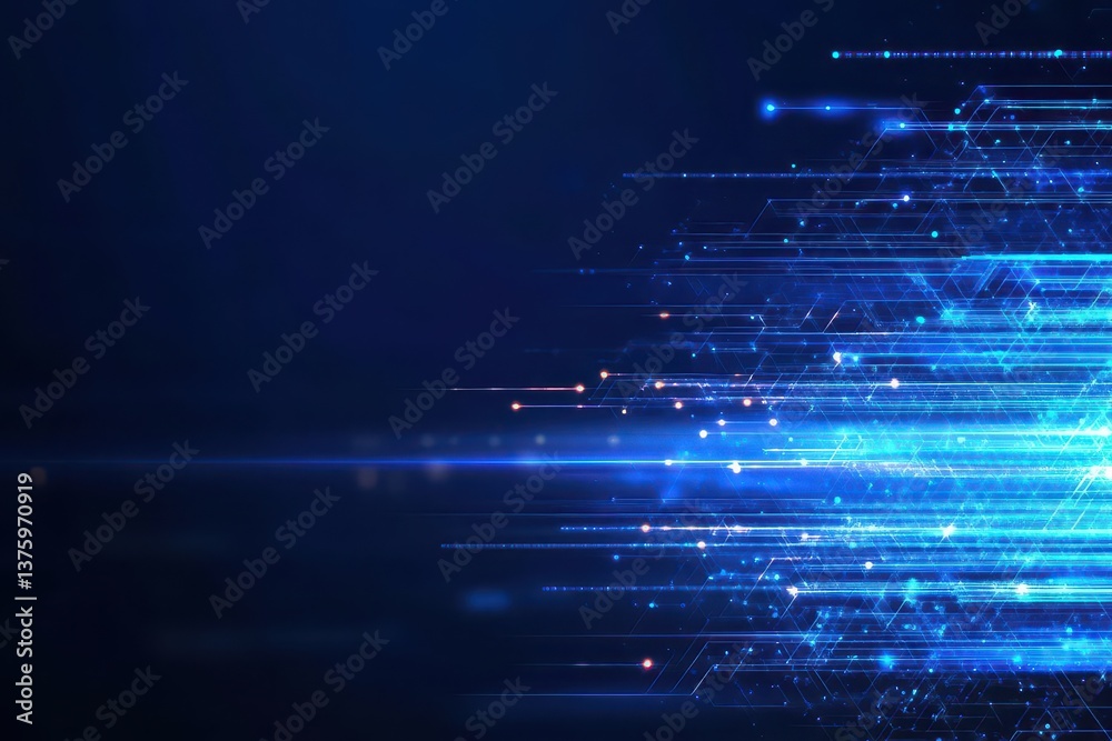 Poster Striking blue and black background featuring intricate lines that create a dynamic and modern visual experience