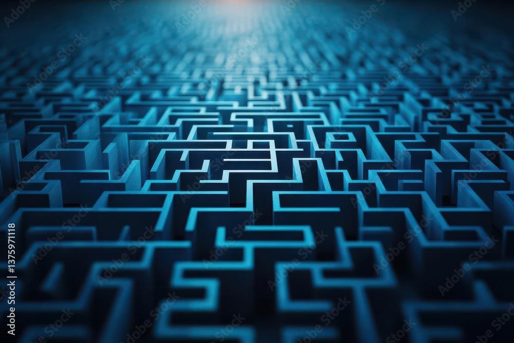 Poster A dark maze shrouded in shadows with twisting paths creating an atmosphere of mystery and intrigue