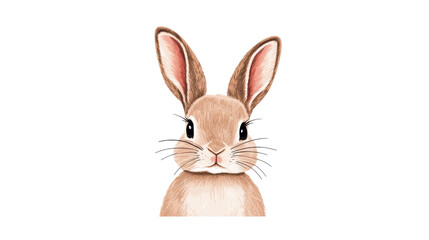 Realistic bunny portrait with long ears, cute eyes, cut out transparent