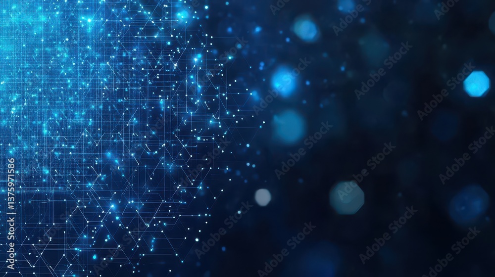 Fototapete Blue background featuring intricate patterns of lines and dots creating a dynamic and modern visual experience