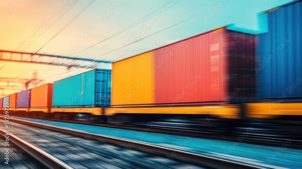 Poster A high-speed train passing by on a clear day with motion blur capturing the essence of travel and journey