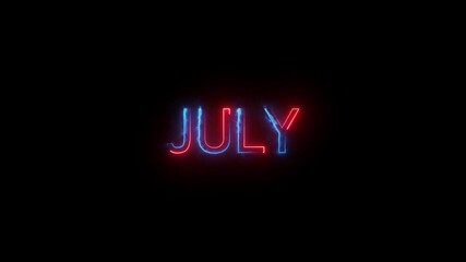 July burning word, fire text. fire text effect black background