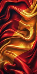 Silky Spanish Flag Background Artistic Red and Yellow Drapery, Abstract Patriotic Symbol