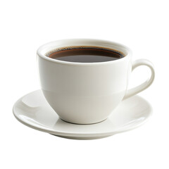 Elegant Black Coffee in a Classic White Cup on white background