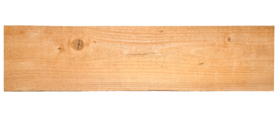Pine wooden beam with a crack isolated on a transparent background. PNG.