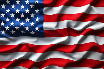 Obraz premium Waves of the American flag fluttering under clear skies in a peaceful park setting