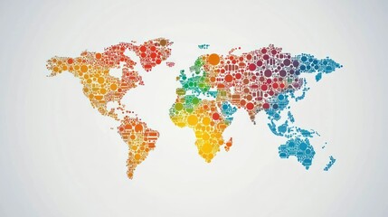 Fototapeta premium World map, colorful, diverse symbols