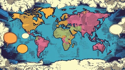 Comic Bookstyle World Map
