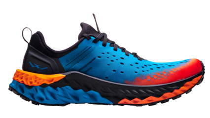 Modern Athletic Sneaker in Gradient Blue and Red – Isolated Product Image