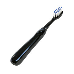 Obraz premium Sleek Black Toothbrush with Blue and White Bristles