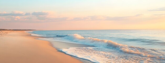 Soft Pastel Sunset Over Calm Ocean Beach