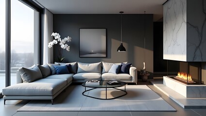 Cozy yet modern living room with opulent minimalist decor