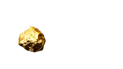 Shiny golden nugget with textured surface, cut out transparent