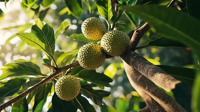 Magnificent Breadfruit Tree: Nature's Bounty in Sunlight