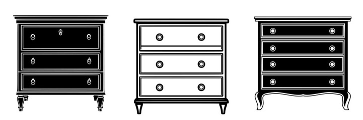 Elegant black dressers showcasing various designs in a minimalist style for modern home interiors